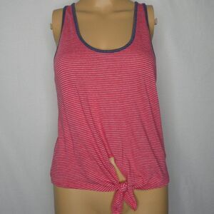 Alternative Apparel High Waist Striped Tie Front Tank Top Red White Blue Small